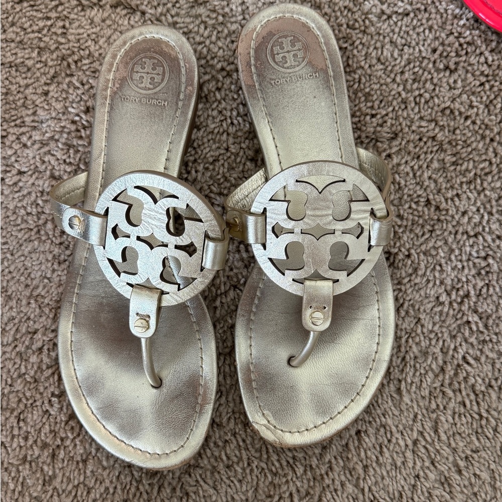 Gold Brushed Tory Burch Sandals